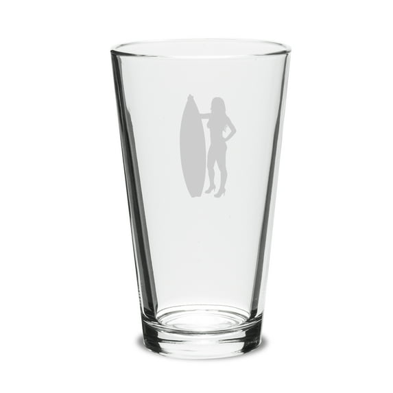 Surfer Deep Etched 16oz Pub Glass