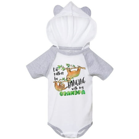 

Inktastic Id Rather Be Hanging with my Grandpa- Cute Sloths Gift Baby Boy or Baby Girl Bodysuit