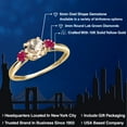 thumbnail image 2 of Gem Stone King 10K Yellow Gold Peach Morganite and Red Ruby 3-Stone Ring for Women | 0.91 Cttw | Round 6MM | Gemstone October Birthstone | Size 9, 2 of 6