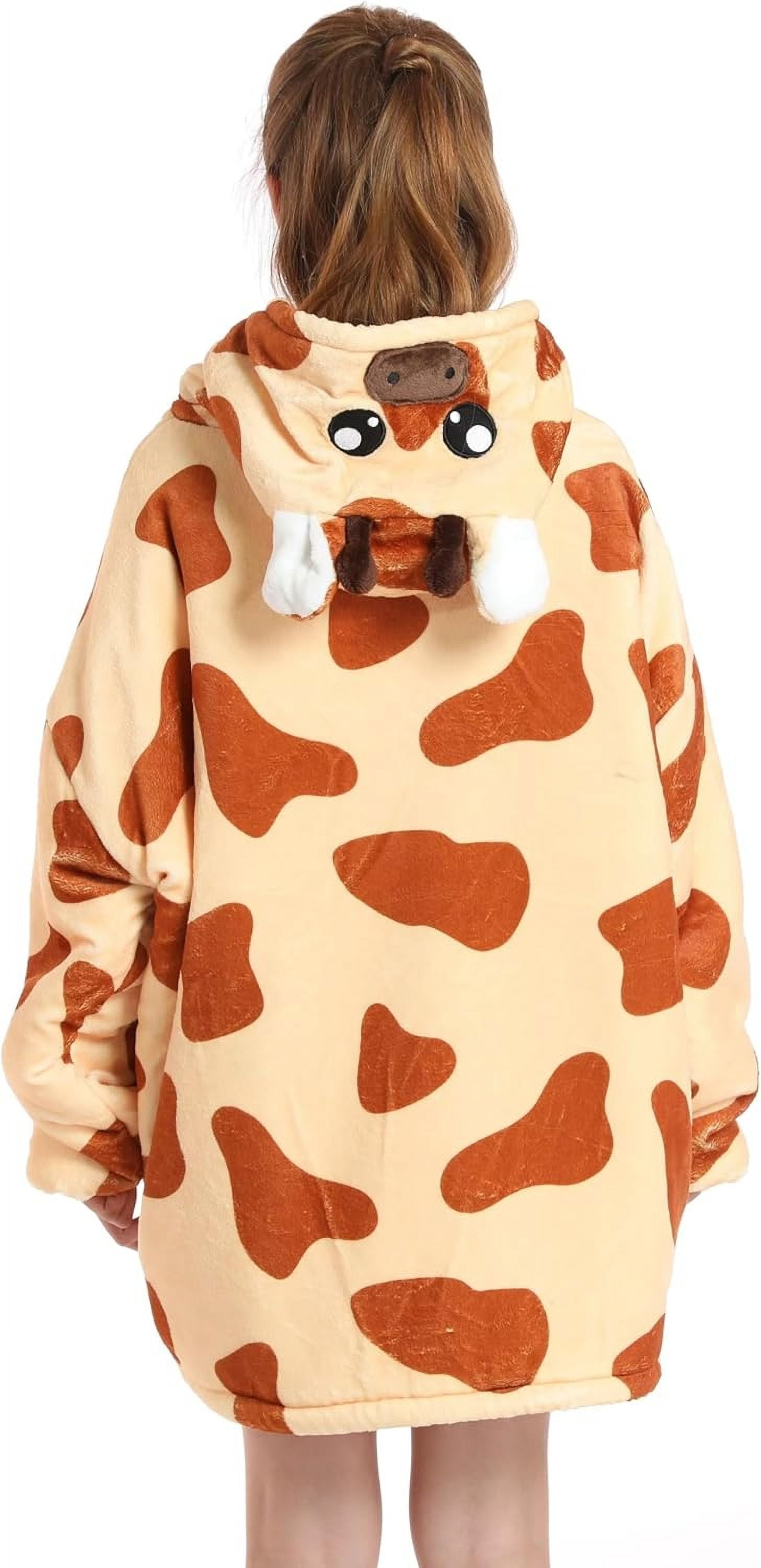 Wehilion 6-12YR Oversized Sweatshirt Hooded Blanket Sherpa Hoodie for Girls Boy Wearable Blanket Hoodie for Kids