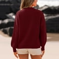 thumbnail image 4 of Women's Ribbed Knit Sweater Oversized Crewneck Long Sleeve Casual Pullover (Wine, 2XL), 4 of 4