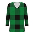 thumbnail image 4 of WRKEKC 3/4 Length Sleeve Womens Tops V Neck Plaid Print Loose Fit Comfortable Casual T-Shirts for Women, 4 of 7