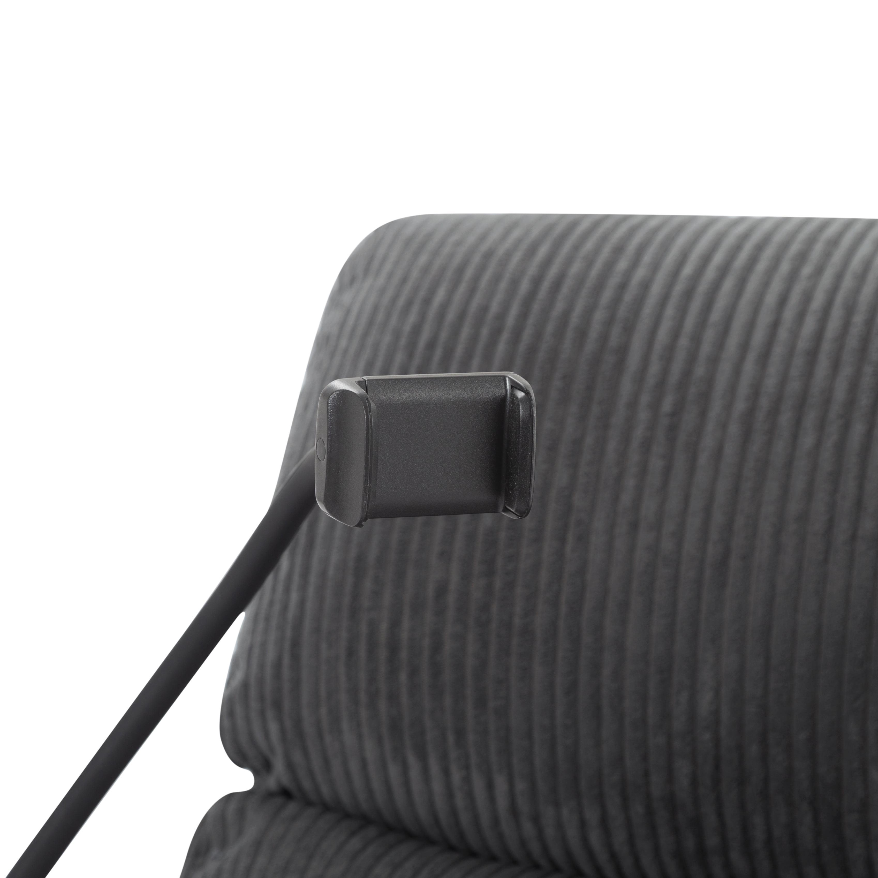 BSHTI Manual Recliner Chair with Phone Holder & Cup Holders, Corduroy Upholstery, Ergonomic Backrest, Solid Wood Frame for Living Room & Bedroom(Dark Gray)