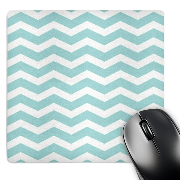 3dRose, Mint and White Chevron Zig Zag Pattern Modern stylish pastel teal turquoise aqua blue zigzag stripes, MousePad