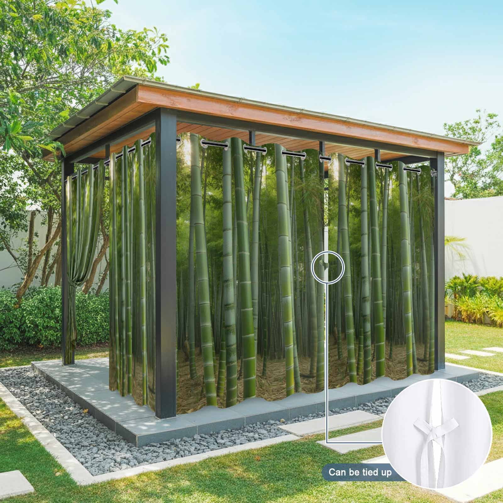 Outdoor Curtains for Patio Waterproof, Green Plants Outdoor Privacy Panels Grommet, Forest Natural Landscape Botanical Blackout Outside Curtains for Porch/Cabana/Pergola/Gazebo 54"x95", 2 Panels