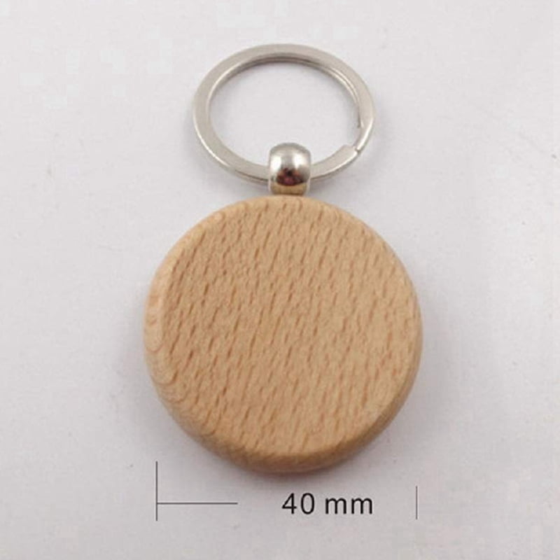 120 Pcs Blank Wooden Keychain Personalized Round Engraving Key DIY Wood Keychains Key Tags Can Engrave DIY Gifts