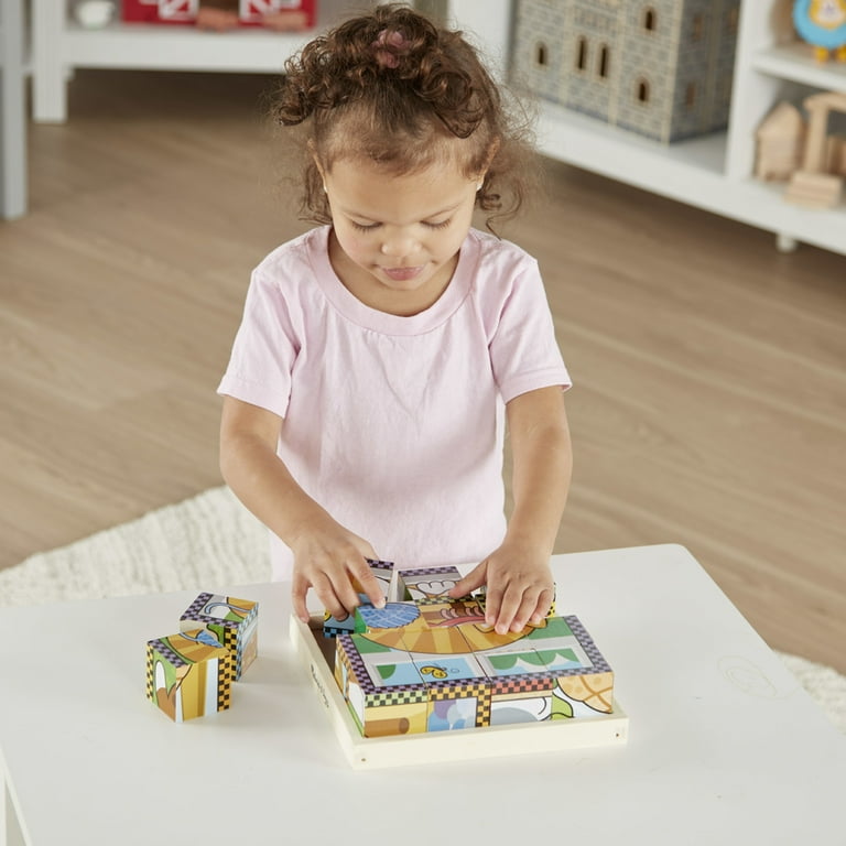 Melissa & Doug Pets Wooden Cube Puzzle With Storage Tray (16 pcs