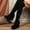 Black, variant on Bnwani Women Boots Knee High Boots Fashion Pile Zipper Thick Wedge Knee-High Versatile Casual Suede Boot Black Size 5.5