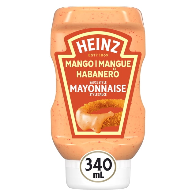 Heinz Mango Habanero Mayonnaise Style Sauce, for Grilled Meats, Tacos and Onion Rings, 340 mL Bottle