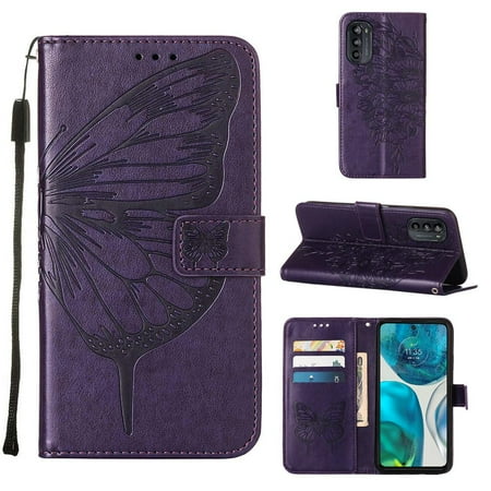 

Case for Motorola Moto G52 5G Embossing Butterfly Premium Leather Magnetic Flip Cover