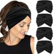 thumbnail image 1 of IVARYSS Diademas extra anchas para mujer, antideslizantes, 7 pulgadas, grandes, anudadas, elásticas, bandas para la cabeza, accesorios para el cabello, paquete de 4, color negro, 1 of 5