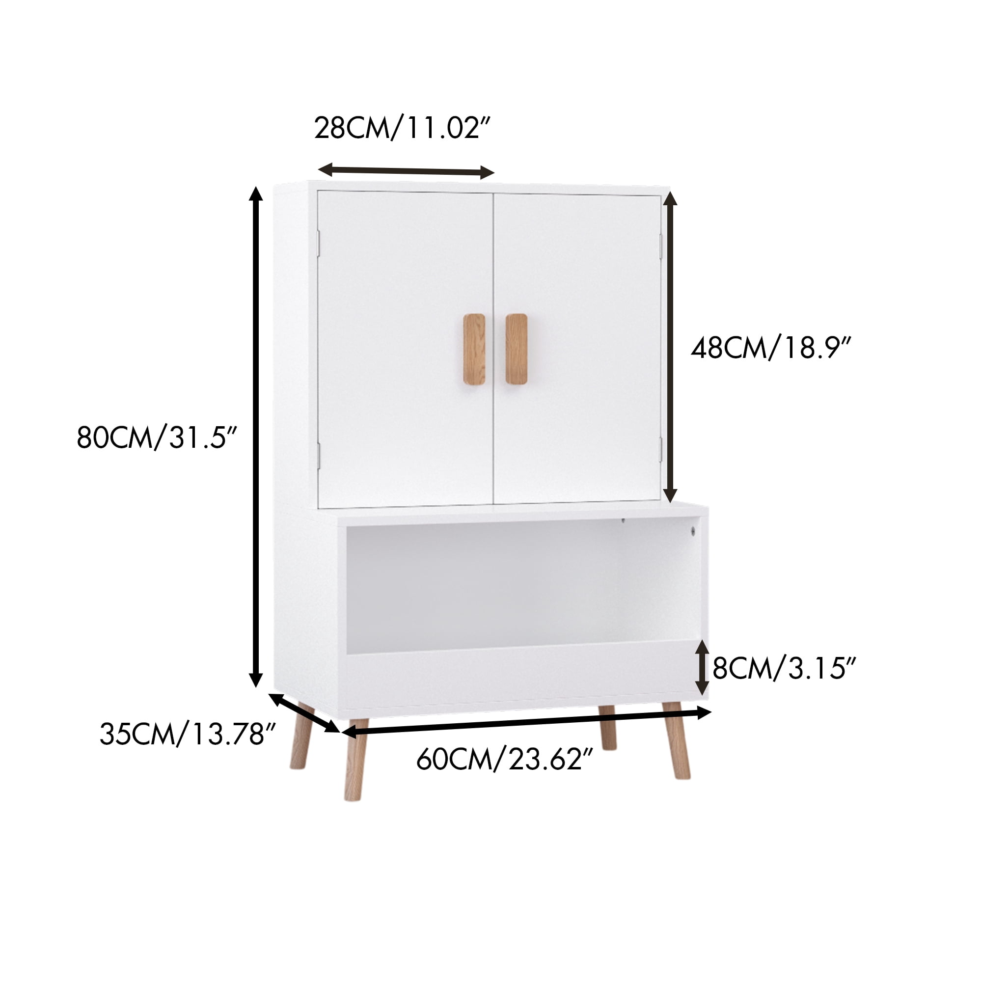 Toy Storage Cabinet with Doors and Open Shelf,Modern Wooden Storage Cabinet Bookcase Toy Storage for Playroom,Bedroom,White