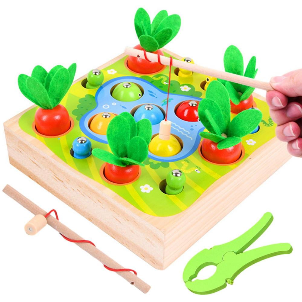 Peitten Montessori Carrot Toys Wooden Carrot Pulling Toy For Fishing Toy Developmental