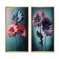 thumbnail image 2 of Designart "Vivid Pink and Blue Gerbera Daisy I" Gerbera Framed Wall Art Set Of 2 - Pink Floral Frame Gallery Set For Office Decor, 2 of 7
