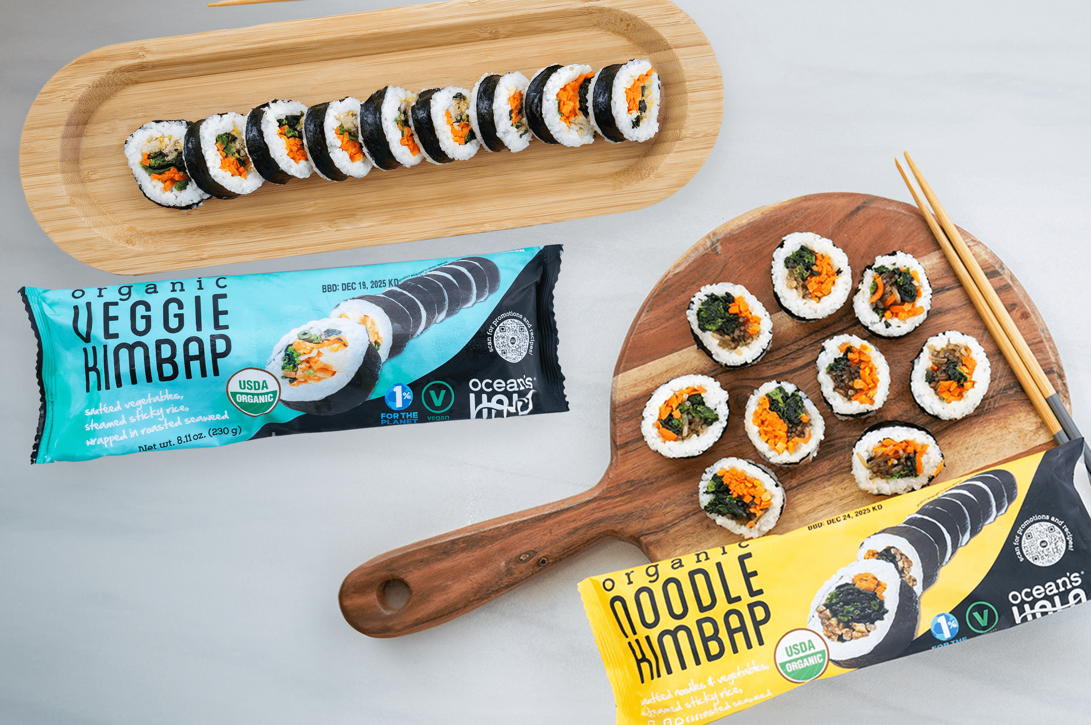 Ocean's Halo Organic Noodle Kimbap Roll, Frozen, 230g, 9 pieces, 230g total