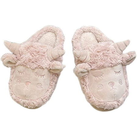 

CoCopeaunt Women’s Slippers Cute Sheep Fluffy Memory Foam House Slippers Warm Plush Bedroom Anti-Slip Shoes Outdoor Indoor