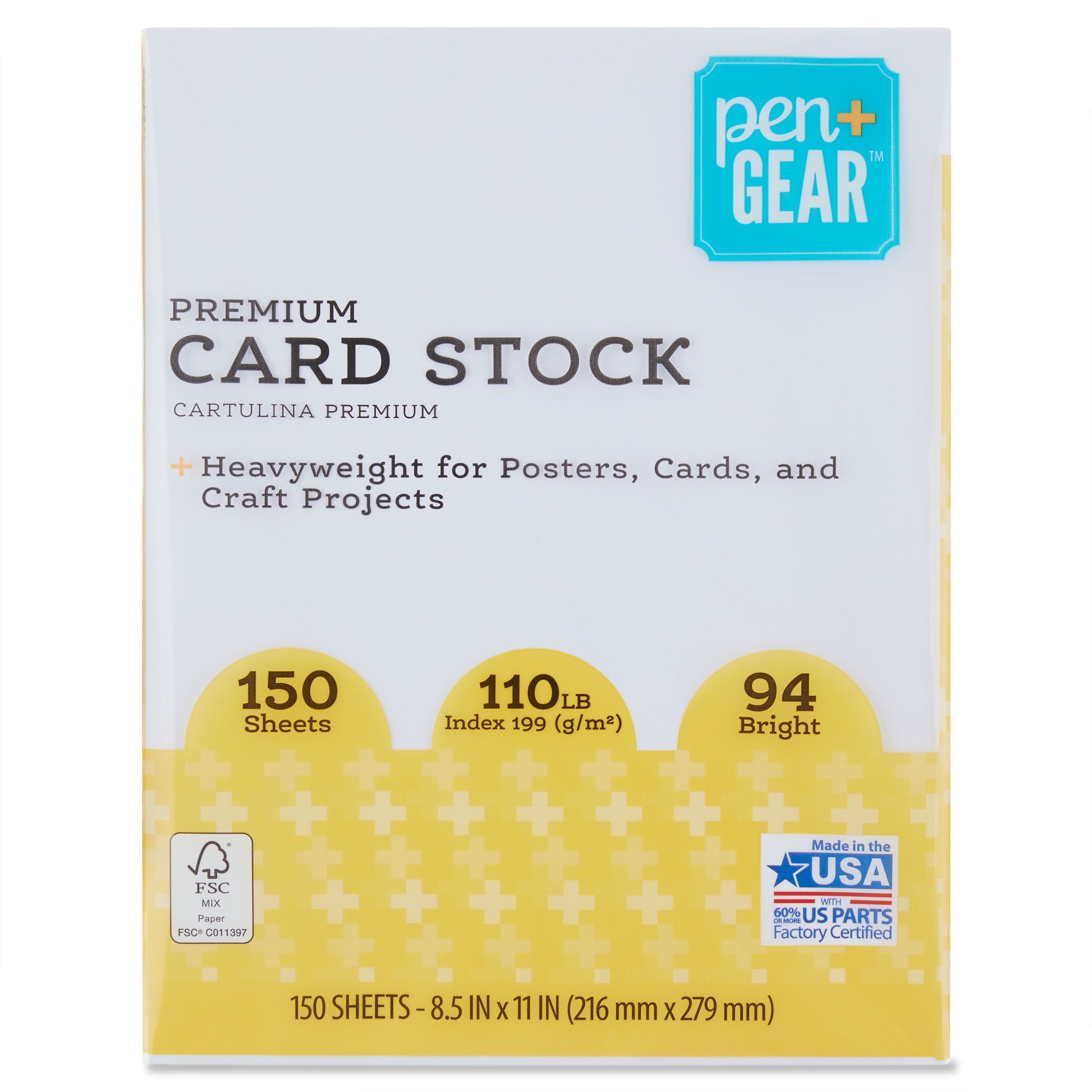 Pen+Gear Premium White Index Card Stock, 8.5 x 11, 199 GSM, 150