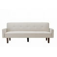 thumbnail image 6 of 73.5" Convertible Futon Sofa Bed, Linen 3-Seater Futon Couch with 3 Angles Adjustable Back and Wood Legs, Modern Loveseat Sleeper Couch for Living Room, Apartment, Beige, 6 of 7