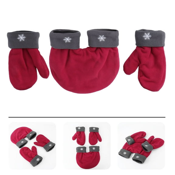 CTIRCHIU 3Pcs Couples Mittens Red Thick Winter Gloves Warm Hand in Ideal Christmas