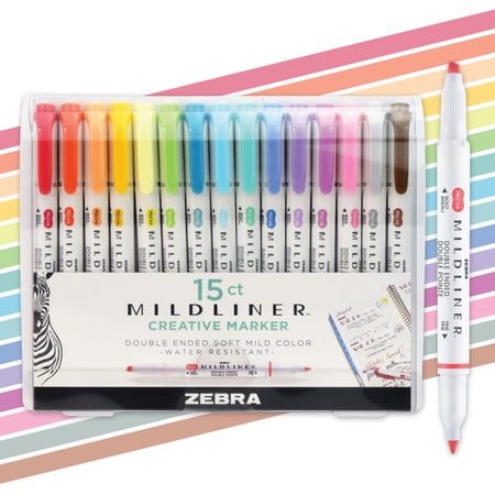 Zebra Pen Mildliner Double-Ended Creative Highlighter Set - Assorted Colors 15-Pack
