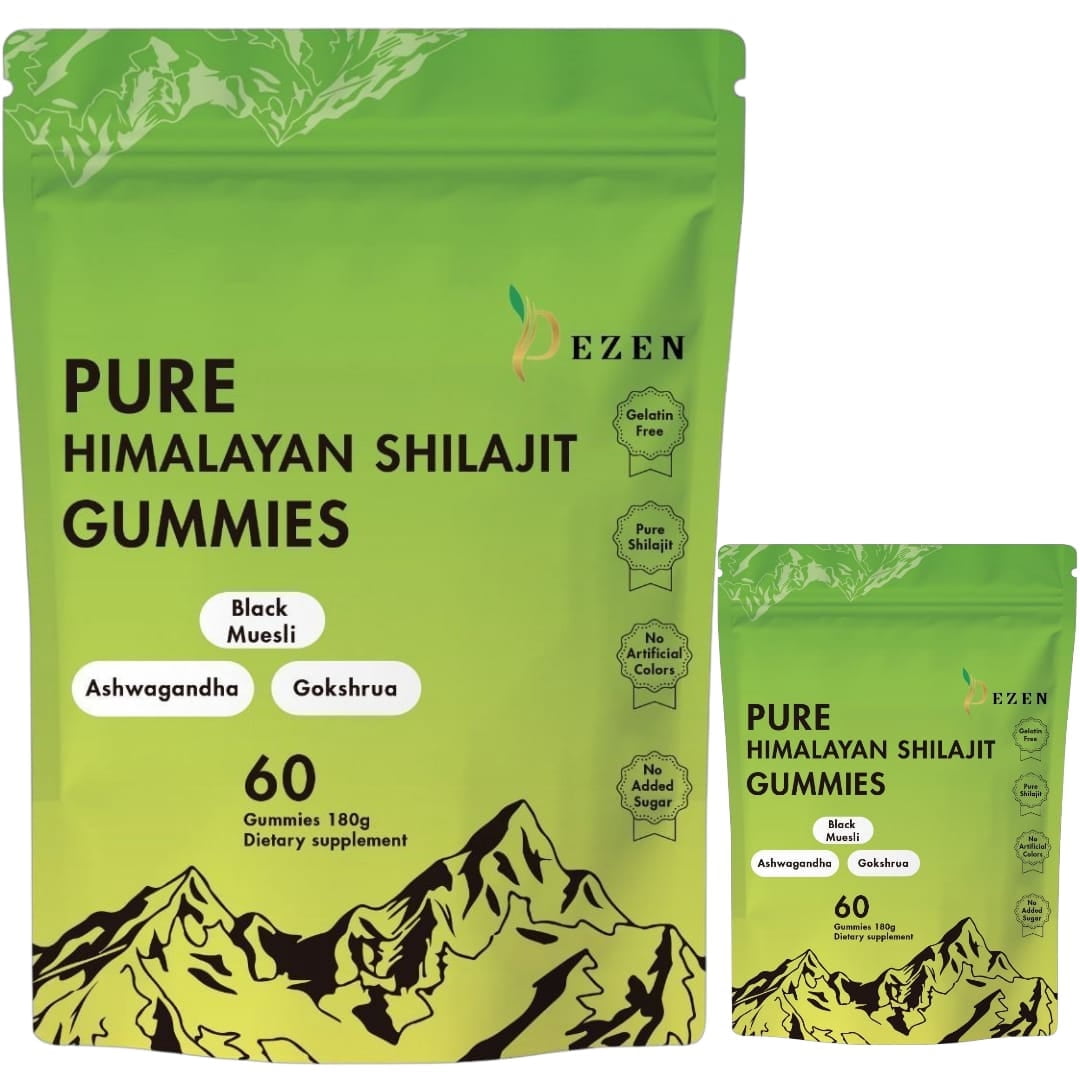 DEZEN Pure Organic Himalayan Shilajit Gummies 3000mg with Ashwagandha & Ginger