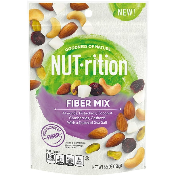 NUTrition Fiber Mix Mixed Nuts, 5.5 oz Bag (Pack of 8 ... NUTrition Fiber Mix Mixed Nuts, 5.5 oz Bag (Pack of 8 ...