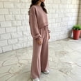 thumbnail image 7 of Women's Vintage Polka Dot 2 Piece Outfits Crop Sweatshirt and Loose Fit Wide Leg Flare Pants Y2K Retro Streetwear Casual Tracksuit Set Pink, 7 of 7