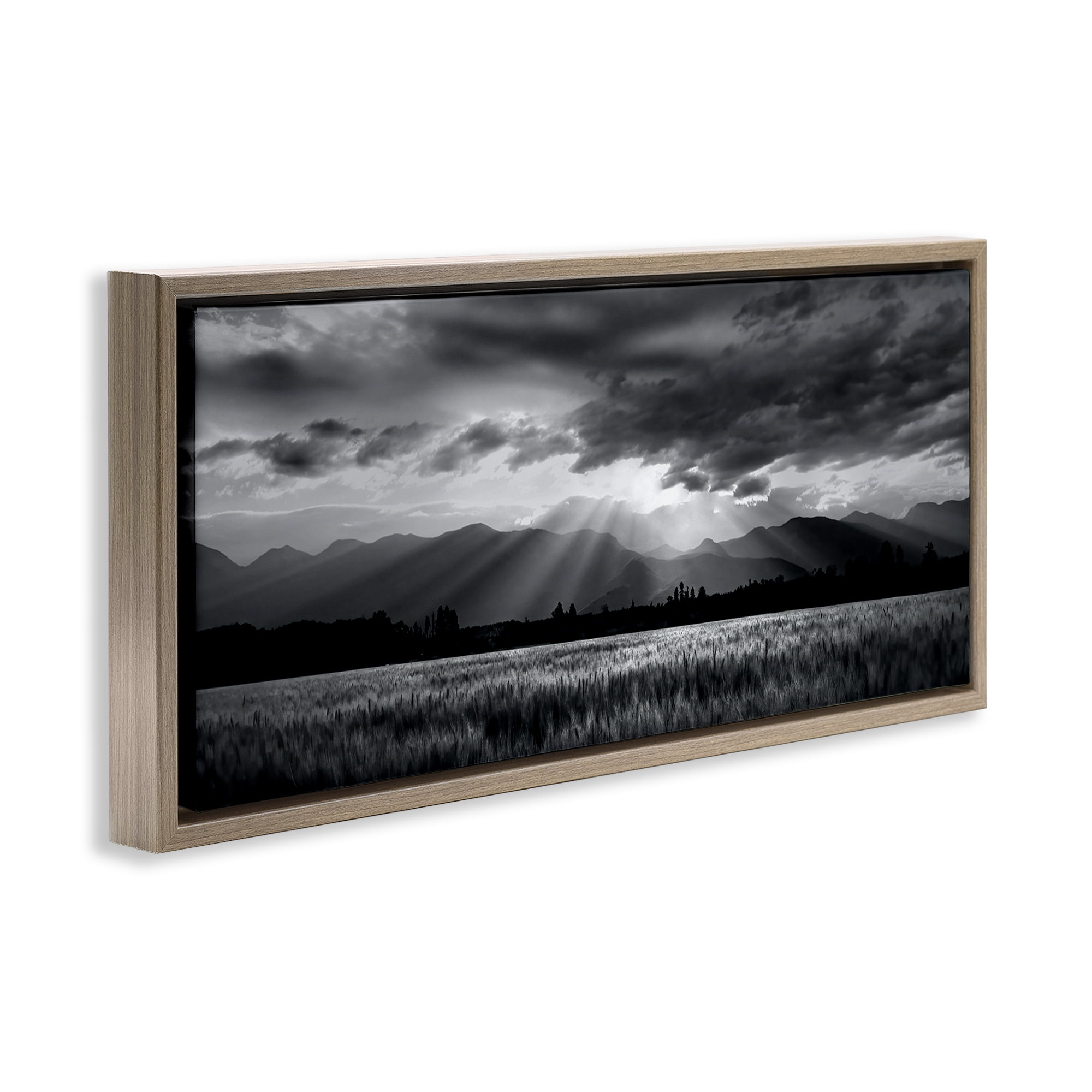 Stupell Industries Mountain Morning Sunbeams Brown Framed Floater Canvas Wall Art, design by Steve Toole