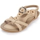 thumbnail image 1 of Sandalias de verano para mujer, chanclas cómodas informales, zapatos de playa, sandalias planas elásticas con correa en T para tobillo para mujer, 1 of 7