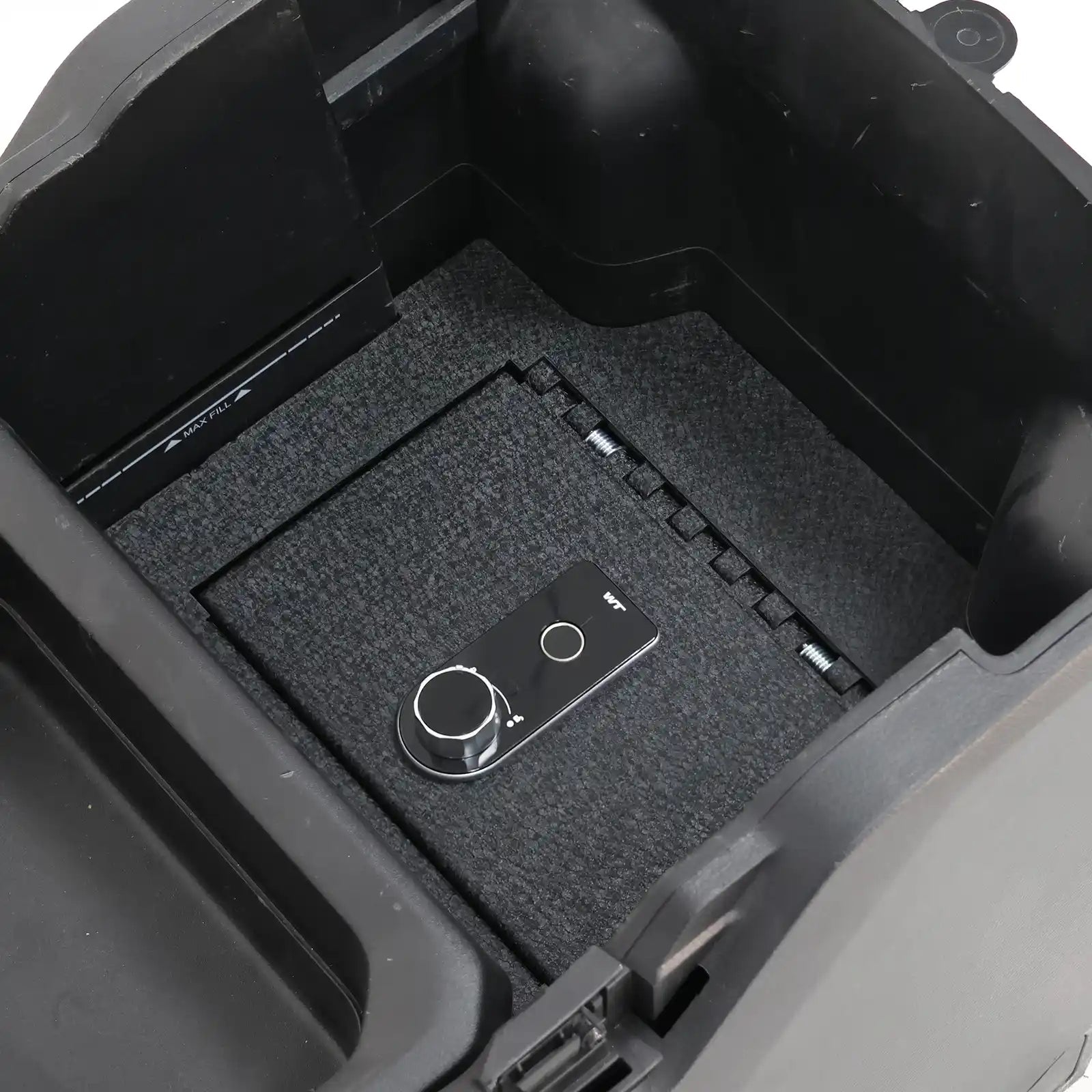 Center Console Safe Gun Safe, WASAI Console Gun Vault Lock box Compatible with RAM 1500/2500/3500 LARAMI/BIGHORN/POWERWAGON 2019-2024, NOT FIT Cup Holder with Cover, Fingerprint Lock with Backup Key.