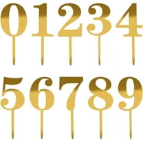 Number 0-9 Glitter Cake Topper Acrylic Number Cake Topper Decoration Gold Wedding Party Cupcake Toppers Cake Insert Cards for Birthday Party Wedding Anniversary Decorations Gold