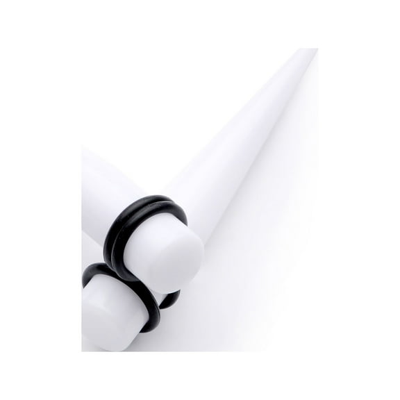 Body Candy 00G 2Pc Unisex Ear Expanders White Acrylic Straight Taper Ear Stretching Kit Set of 2 10mm