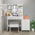 thumbnail image 5 of Ktaxon Vanity Set with 3 Color Lighted Mirror, Makeup Table with 3 Storage Shelves & Drawers, Dressing Table Makeup Desk with Stool,White, 5 of 12