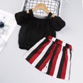 thumbnail image 3 of FRSASU Kids Clothing ,Summer Girl'S Suit Suspenders Short-Sleeved Striped Shorts Two-Piece Suit, 3 of 5