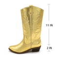 thumbnail image 2 of GJPBGK Women’s Western Mid-Calf Cowboy Boots Square Toe Pull-On Chunky Heel Boots PU Leather Wide Fit Riding Cowgirl Boots, 2 of 10