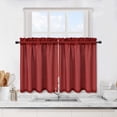 thumbnail image 2 of GymChoice Tier Burgundy Waffle Weave Textured 100% Blackout Bathroom Window Curtain, 30" x 63" (2 Panels), 2 of 7
