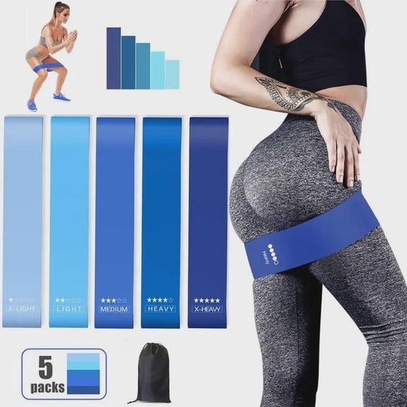 5pcs/Set Yoga Resistance Bands Elastic Bands for Women Men Home Gym Bodybuilding Gluteal Muscle Training Exercise Workout Bands