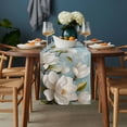thumbnail image 4 of White Floral Table Runner 13x36 inch Magnolia Plant Leaf Cotton Linen Dining Table Runner Ideal for Dresser Kitchen Coffee Tables - Machine Washable, 4 of 9