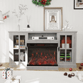 thumbnail image 6 of Homall Fireplace TV Stand for TVs up to 65" 3-Sided Glass Modern Media Entertainment Center with Cabniet Storage Adjustable Flame Color Fireplace,Gray, 6 of 7