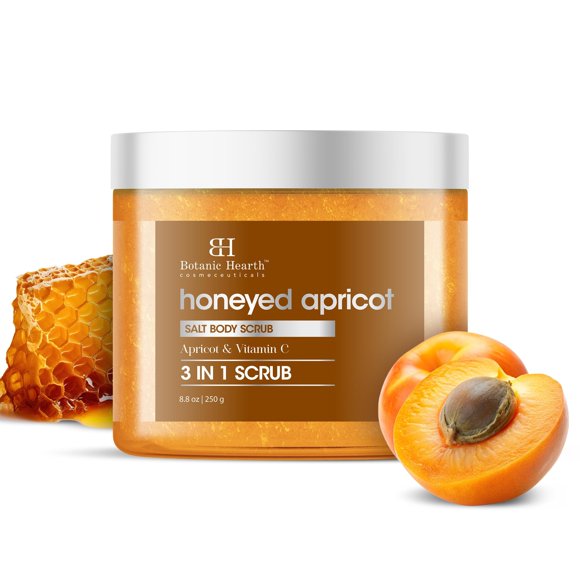 Botanic Hearth Honeyed Apricot Body Scrub - 8.8 fl oz, Exfoliating and Moisturizing, Gentle Spa Treatment for Smooth and Soft Skin, Natural Ingredients, Paraben-Free