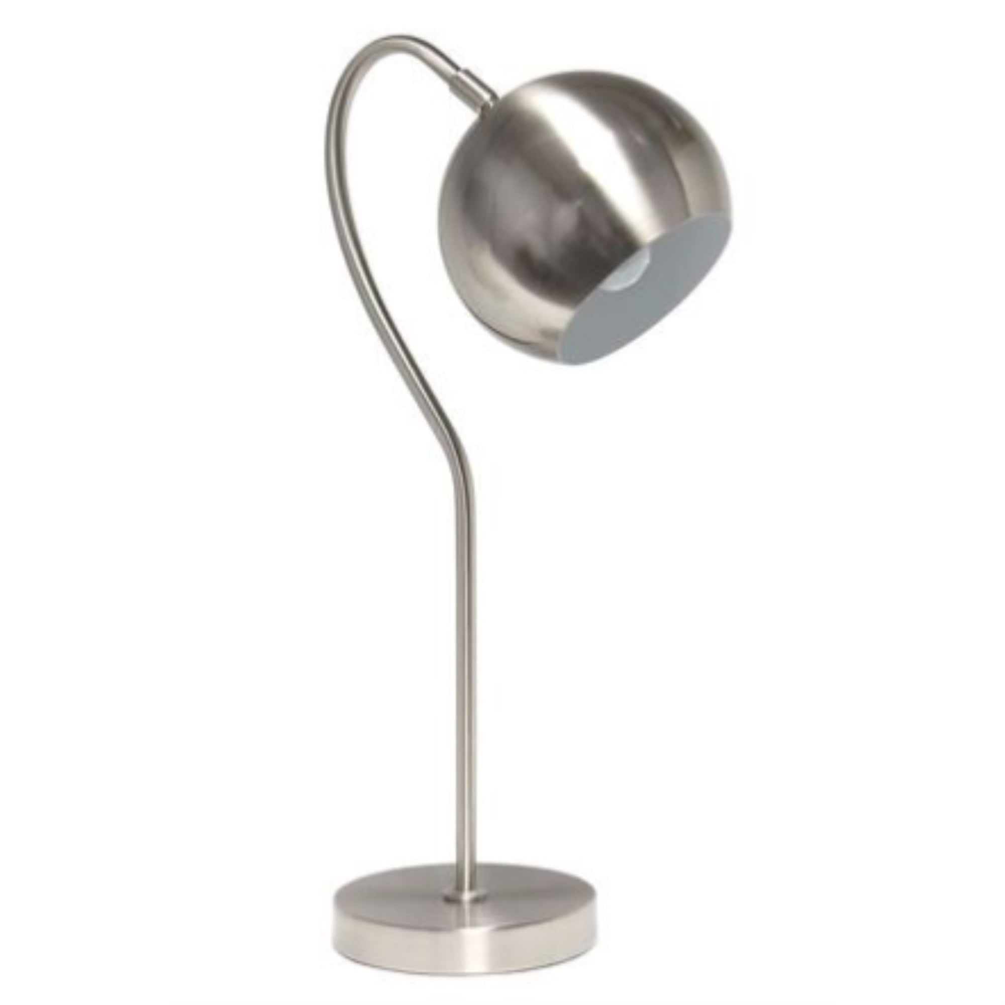 Lalia Home Mid Century Curved Table Lamp with Dome Shade, Brushed Nickel