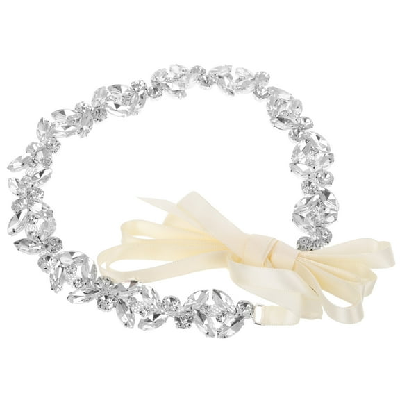 Rhinestone Bridal Dress Belt 270cm Shiny Crystal Waist Belt with Ribbon Glitter for Women Wedding Dress Accessories