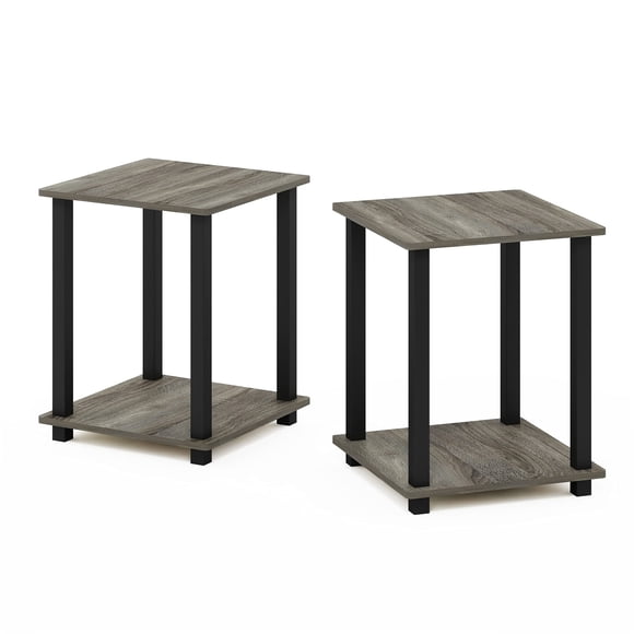 Mesa auxiliar Furinno Simplistic, juego de 2 unidades, roble francés, gris y negro