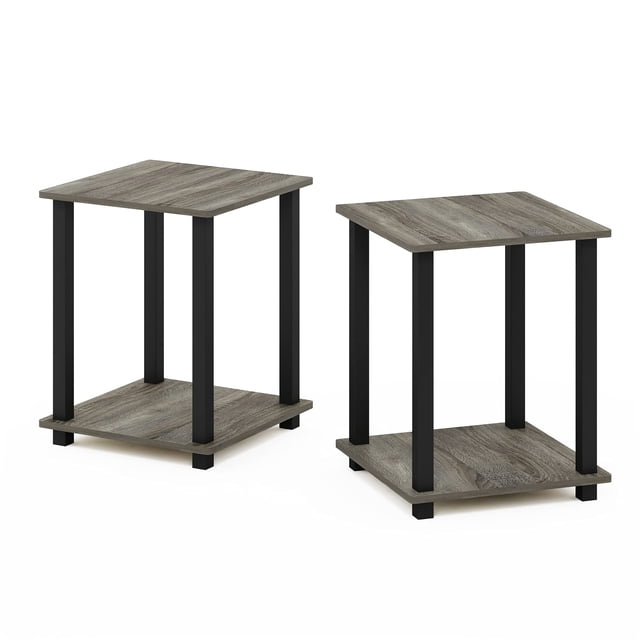 Mesa auxiliar Furinno Simplistic, juego de 2 unidades, roble francés, gris y negro