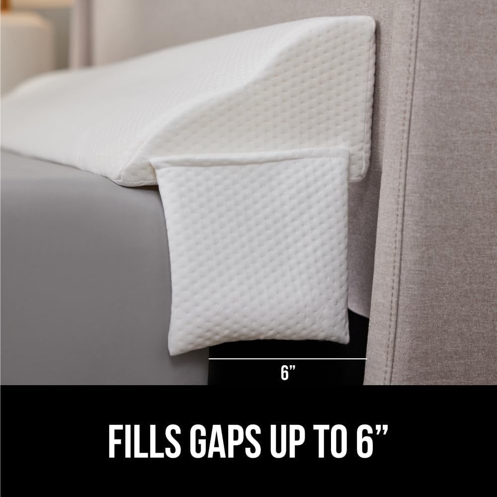 High Density Foam Bed Wedge Pillow for Headboard Gap, Mattress Gap Filler with Gripping Dots for Support, King Size White