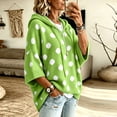 thumbnail image 7 of Domzest Womens Oversized Hooded Knit Sweater V Neck 3/4 Sleeve Drawstring Hoodies 2026 Fall Casual Lightweight Pullover Sweater Plus Size Green 3XL, 7 of 7