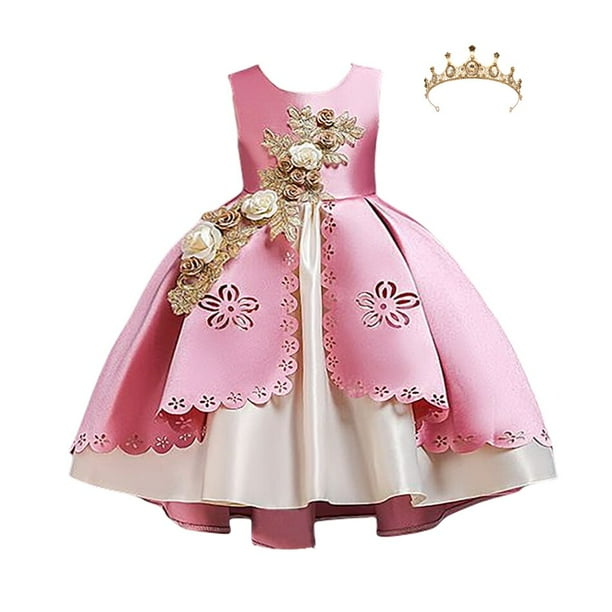 2023 verano bebé niña vestido de fiesta ropa para niños elegante cumpleaños princesa boda graduación baile traje 3 -12 años Vestidos10-12T (etiqueta 150) Gao Jinjia LED