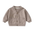 thumbnail image 2 of Auroural Toddler Girl Cardigan Sweater Children's Solid Color Casual Fashion Long Sleeve Round-Neck Blouses Tops Kids 0-4 Years, 2 of 7