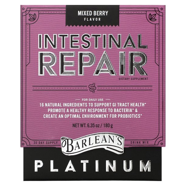 Platinum Intestinal Repair Mixed Berry 6 35 Oz 180 G Barlean S Walmart Com