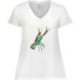 thumbnail image 3 of Inktastic Mardi Gras Crayfish Artsy Women's Plus Size V-Neck T-Shirt, 3 of 5